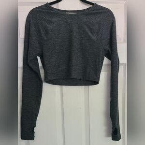 Forever 21 Charcoal Long Sleeve Crop Top